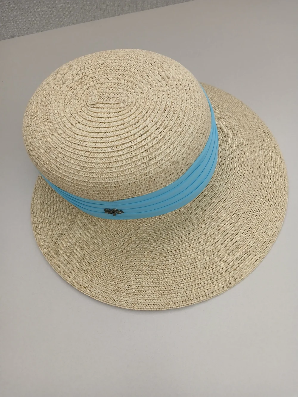 Sun N Sand Woven Straw Sun Hat with Light Blue Band